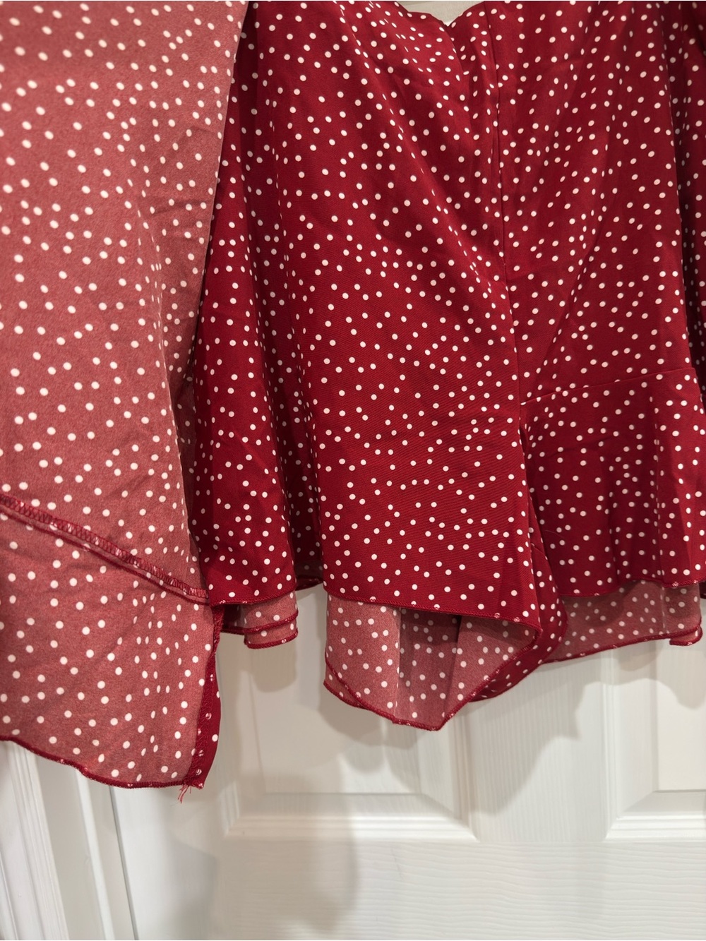 Red Polka Dot Faux Wrap Skirt Skort - Picture 7 of 16